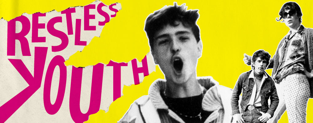 Yellow poster with black and white images of young people