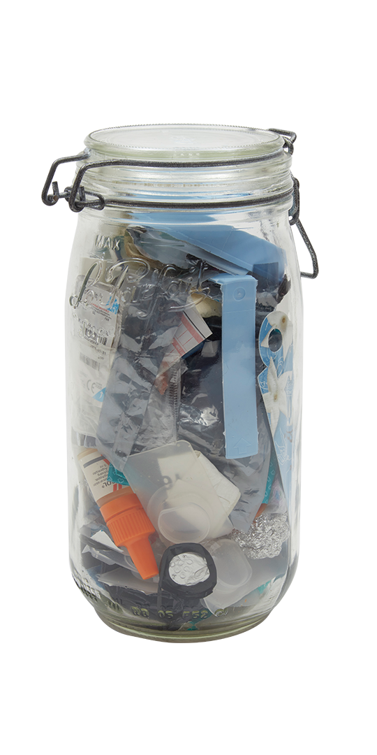 A jar with one year’s rubbish