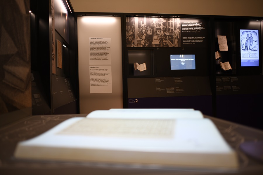 Book with projected image in museum