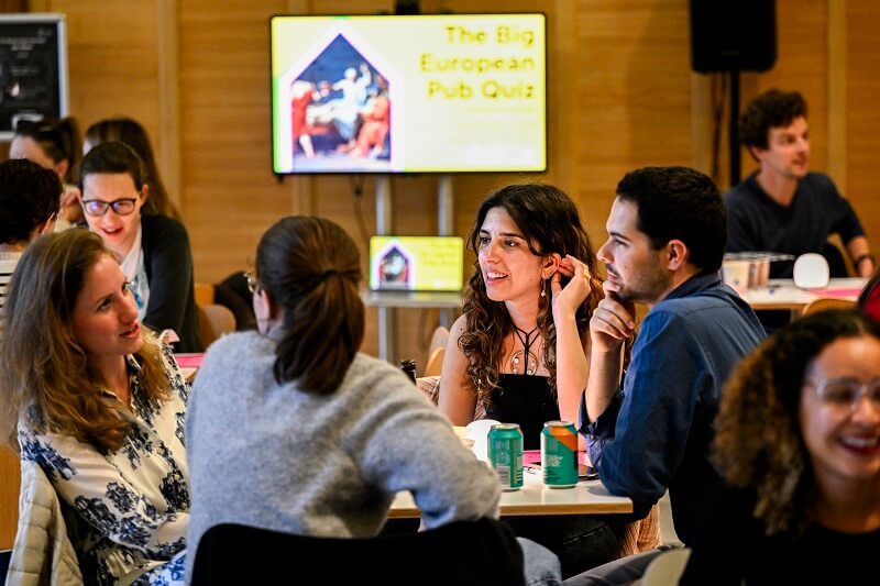 People talking around table
