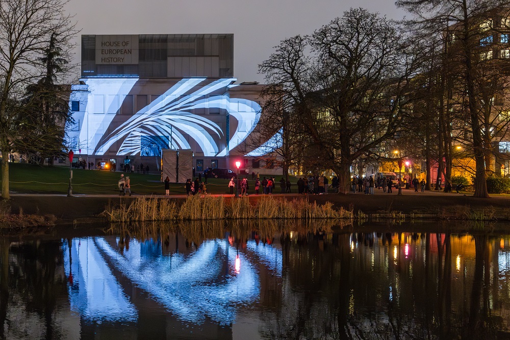 swirl projection on museum