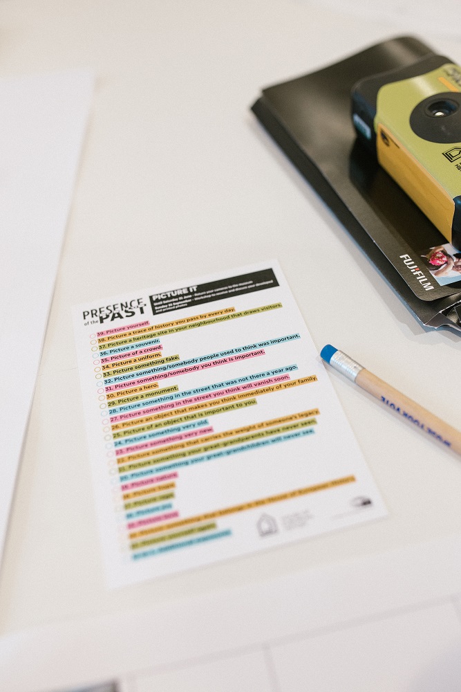 Instructions and camera on desk