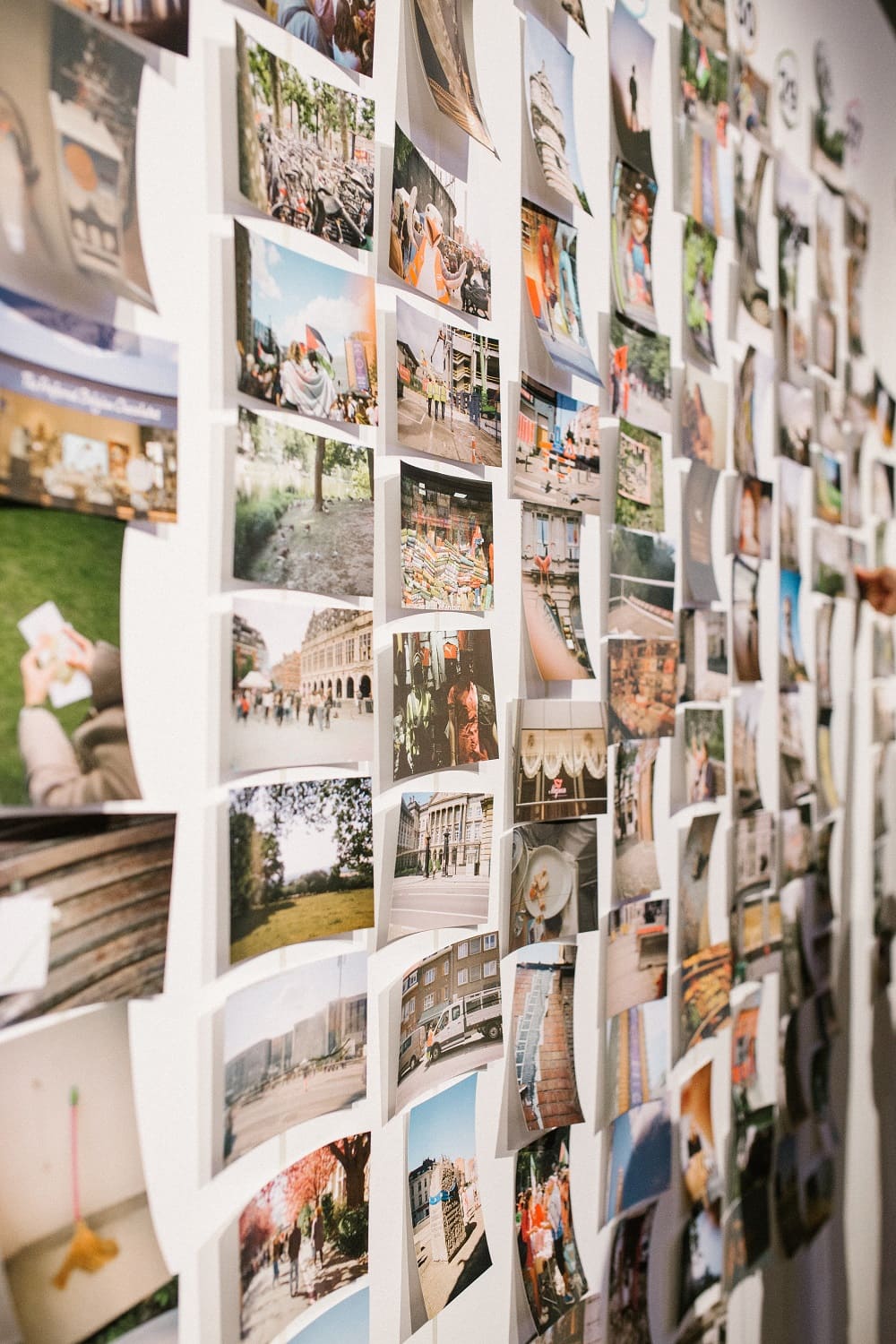 Photos displayed on wall