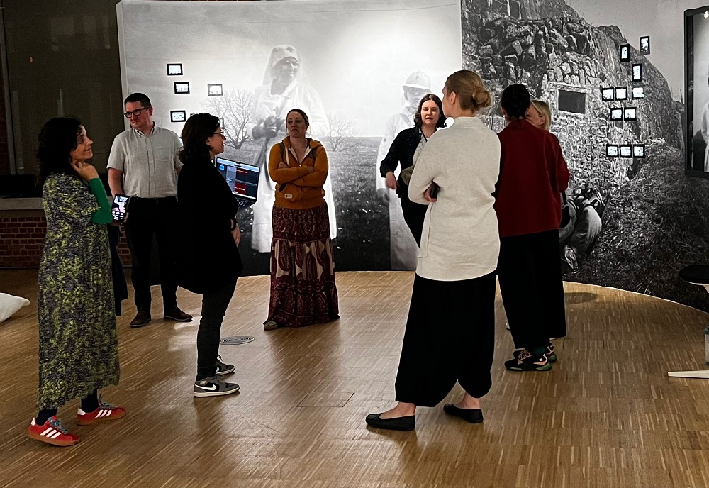 Slow group tour in exhibition