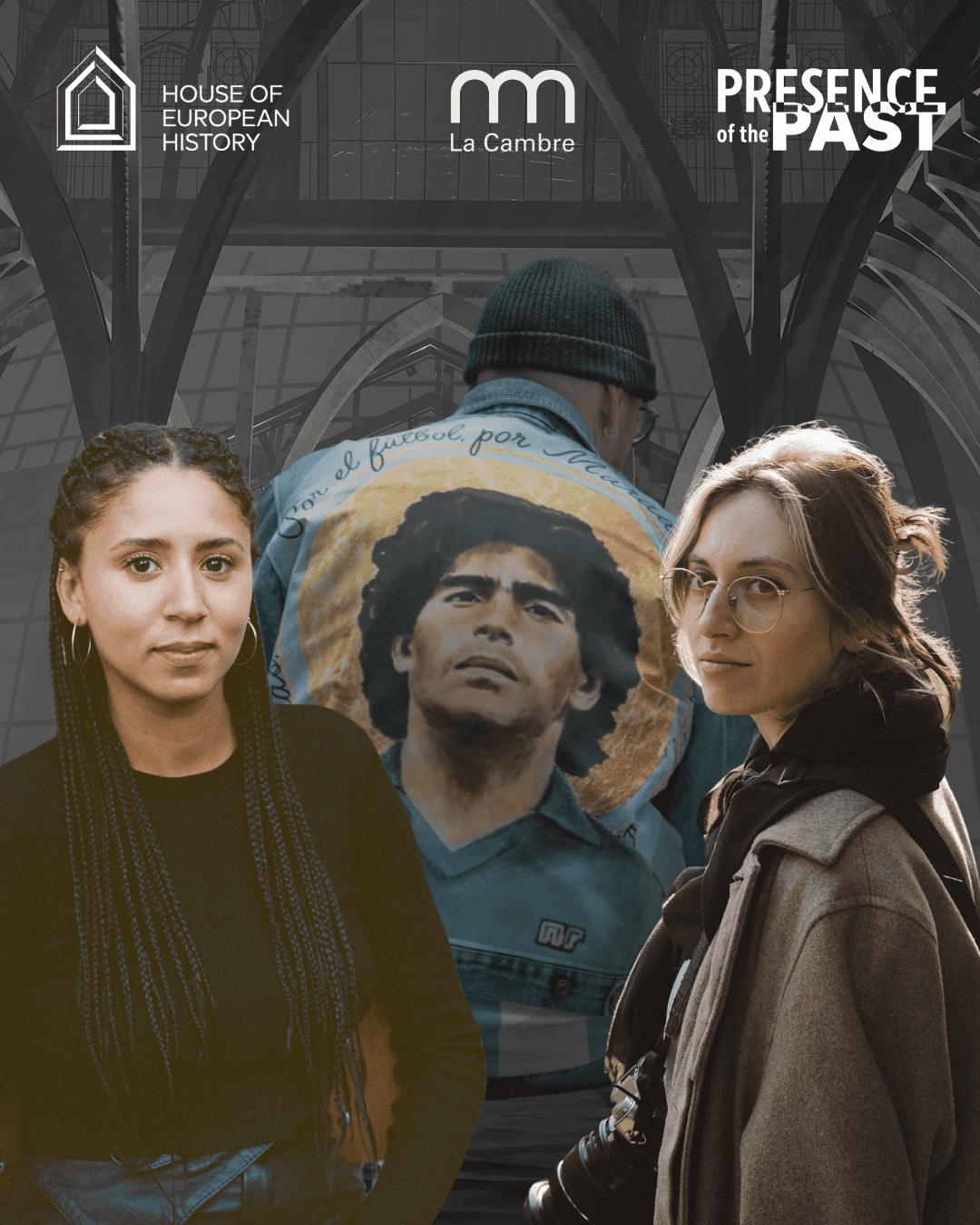 Two female photographers and Maradona fan