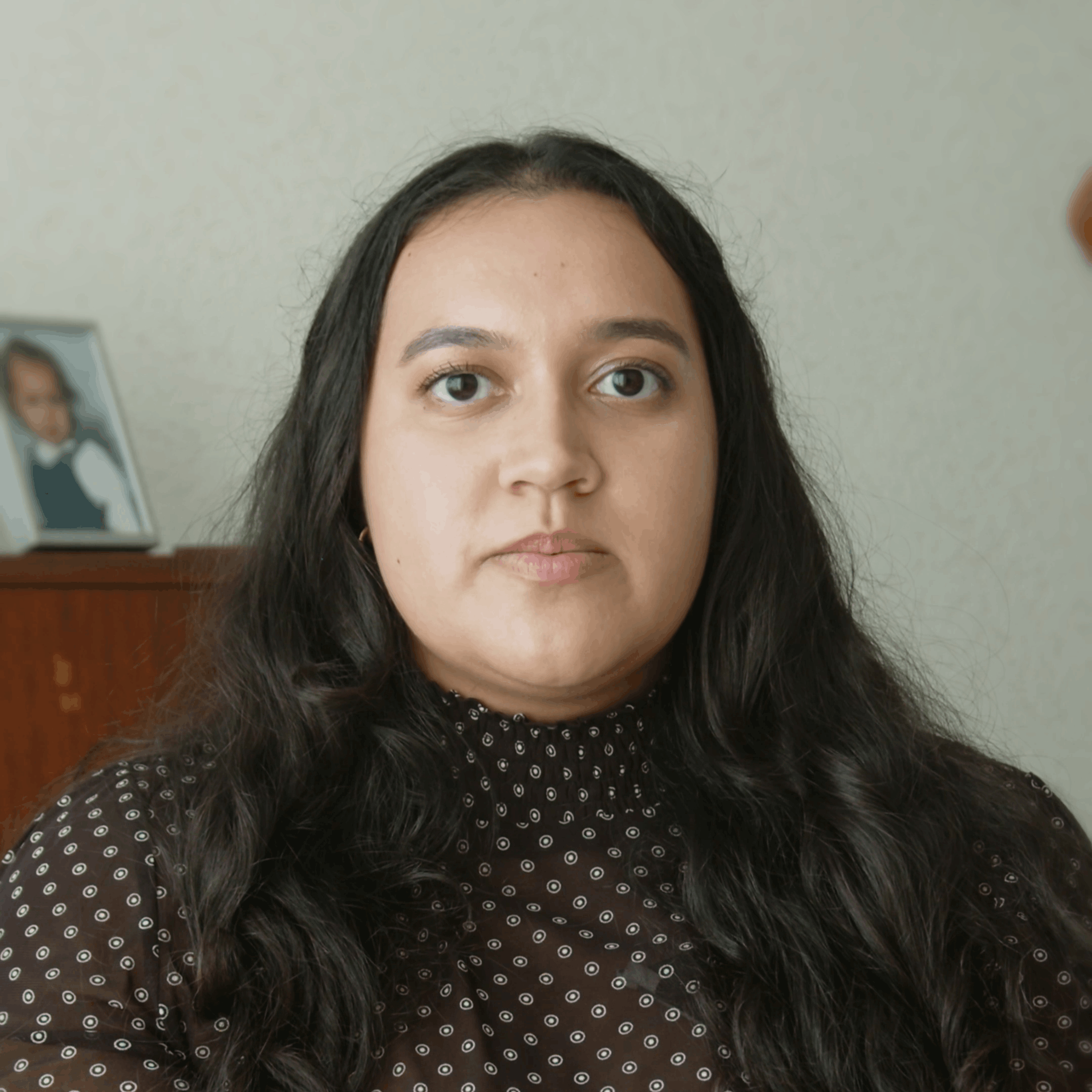 Woman on sofa with long hair