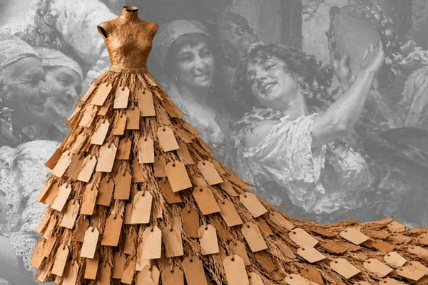 Woman's dress made of cardboard