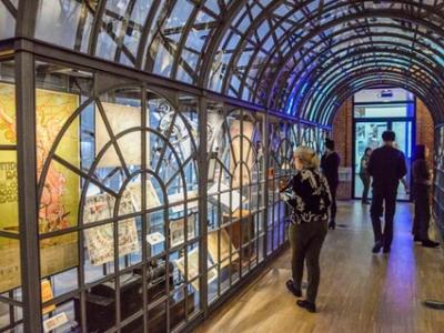 Visitors walking through Crystal Palace exhibition 