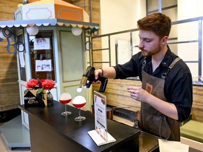 Bar man making cocktail