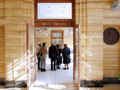 People on tour in museum