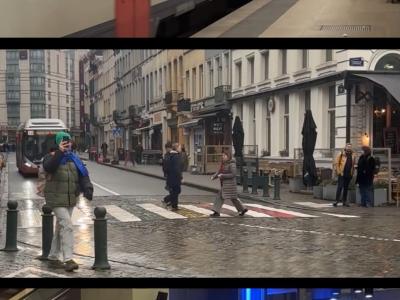 Split screen image with transport in Brussels