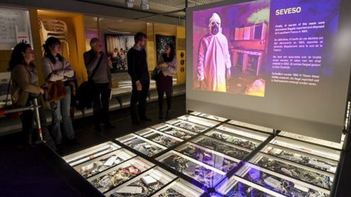 Visitors in Throwaway exhibition