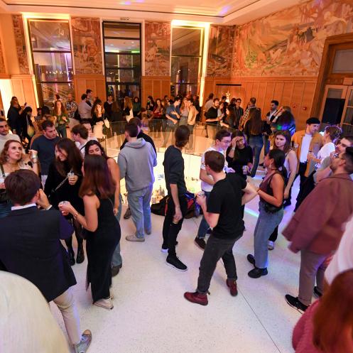 people dancing in the House of European History during a special event