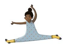 Illustrated drawing of girl dancing
