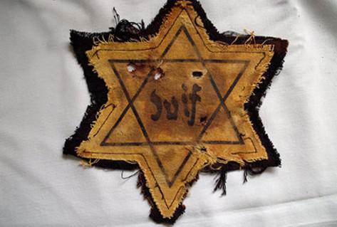 Yellow fabric Jewish star