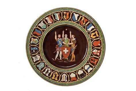 Ceramic plate depicting Legendary oath of the Swiss Confederacy Switzerland