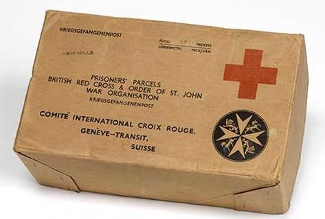 Red cross parcel cardboard for prisoner