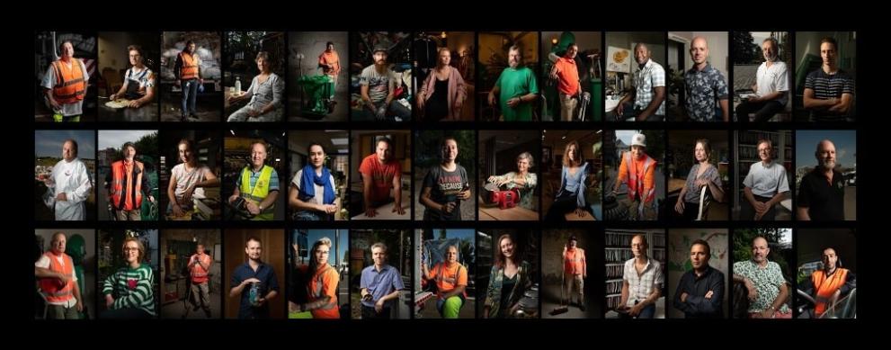 Profile headshots of waste workers in Brussels