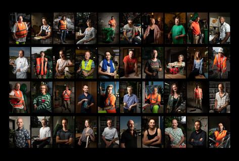 Mosaic image of refuse workers