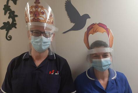 Nurses on the Children’s ward with decorated visors