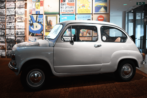 White Zastava car from 1970s Yugoslavia