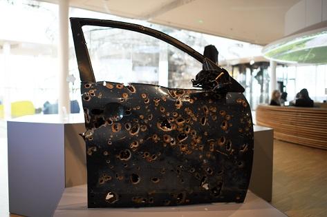 Car door with bullet holes