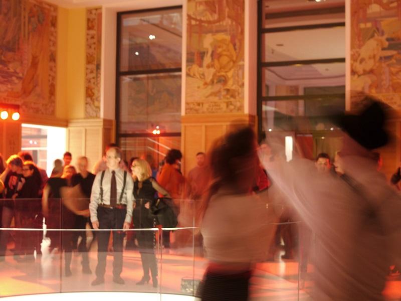 People dancing in museum