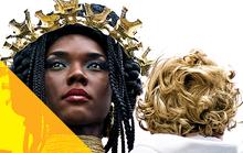 Woman with crown holding baby