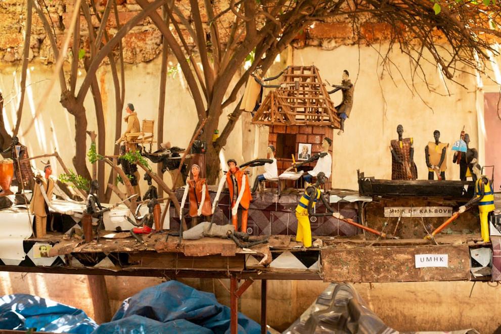 Sculpture of village life